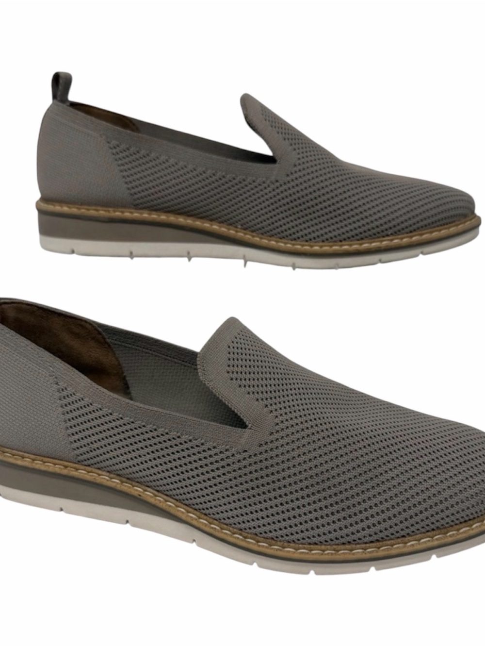 Adam Tucker Me Too Aris Slip-On Low Wedge Shoes in Taupe Size 9M